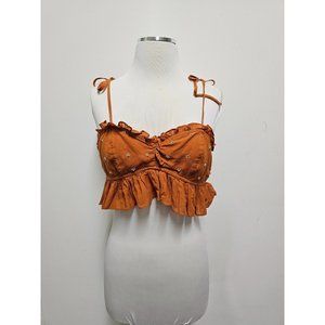 Intimately Free People Crop Cami Top Ruffle Embellished Small